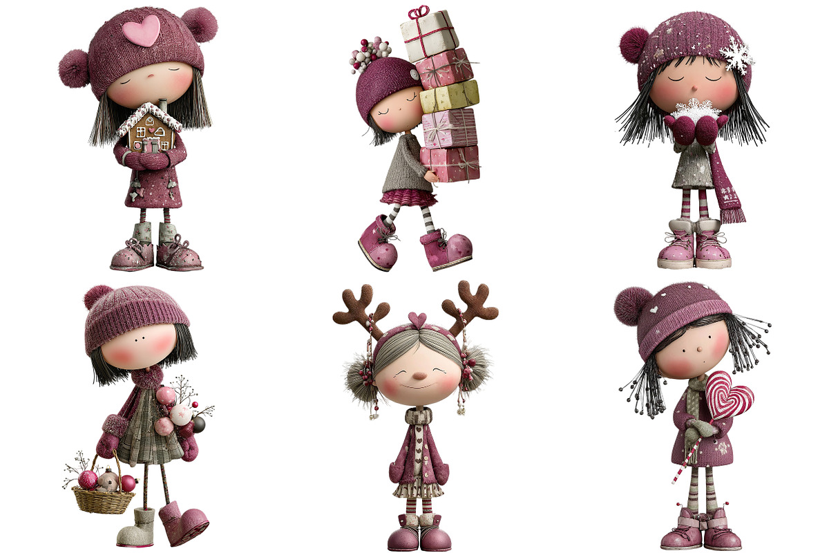 Quirky Christmas Cute Girl Clipart, an Illustration by Craft Nest (Photo 6 of 8)