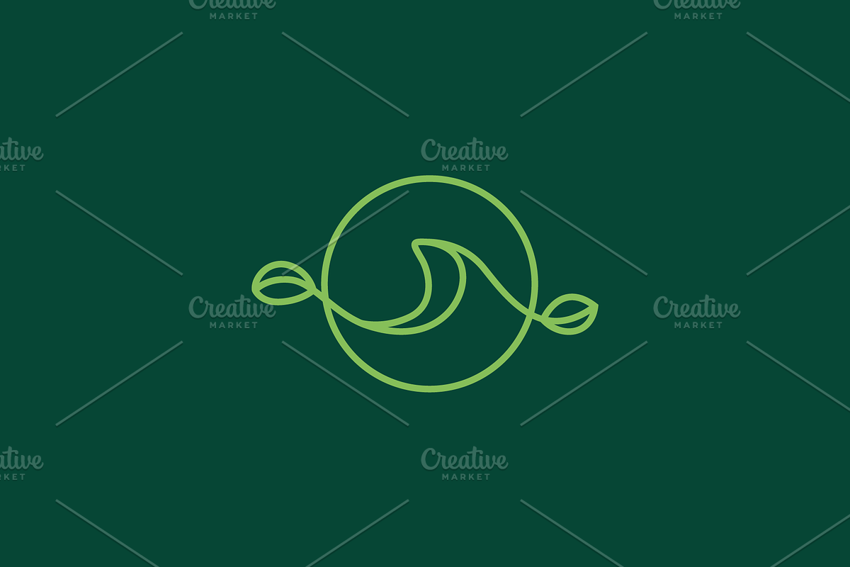 green wave nature leaf line logo, a Branding & Logo Template by devastd