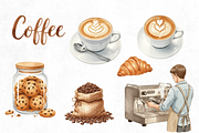 Watercolor Coffee Clipart PNG Bundle, a Photo by Elegant_Studio44 (Thumbnail 2 of 3)