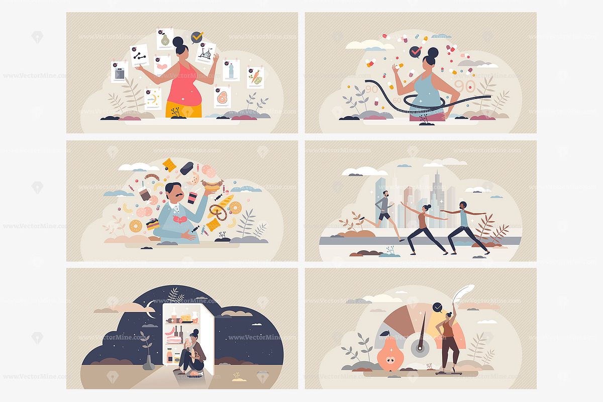 12 Weight Loss Concepts, a Food Illustration by VectorMine (Photo 2 of 7)