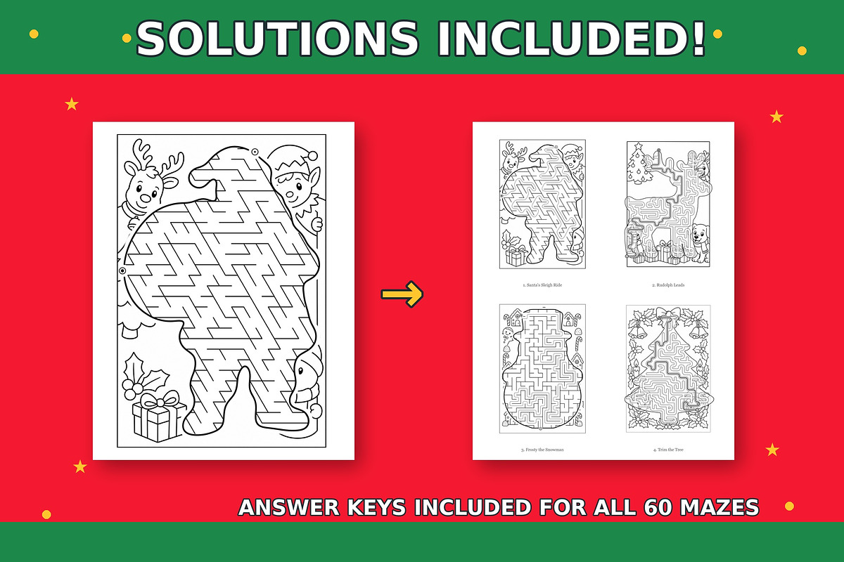 60 Christmas Mazes for Kids, a Seasonal Illustration by Dreamy Little Graphics (Photo 4 of 7)