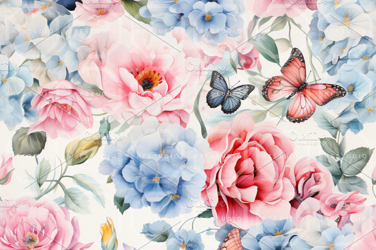 BLOSSOM FLIGHT. Seamless Pack, a Texture Illustration by RefinedFantasyStudio (Photo 2 of 9)