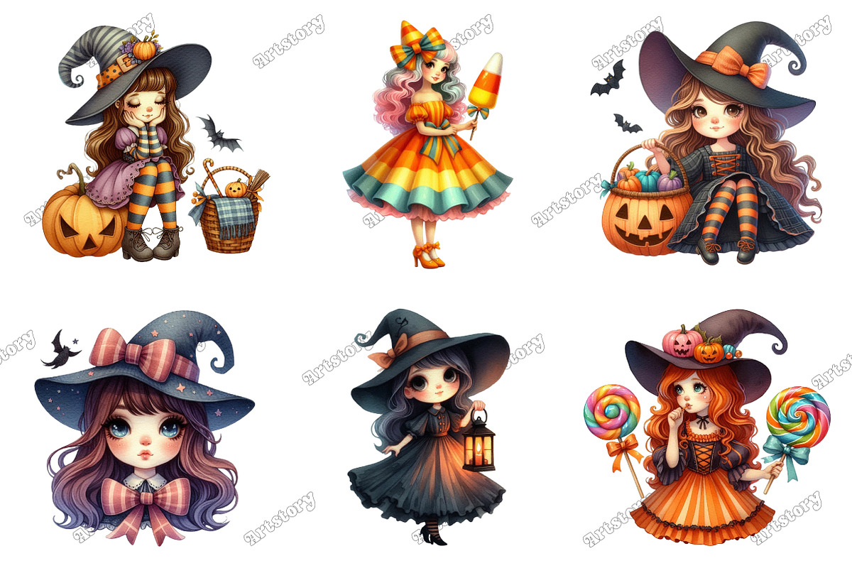 Whimsical Halloween Dolls Clipart, an Illustration by designcity5 (Photo 2 of 5)