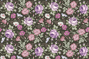 Set Seamless Flowers Roses Chamomile, a Pattern Graphic by Vintage (Thumbnail 4 of 14)