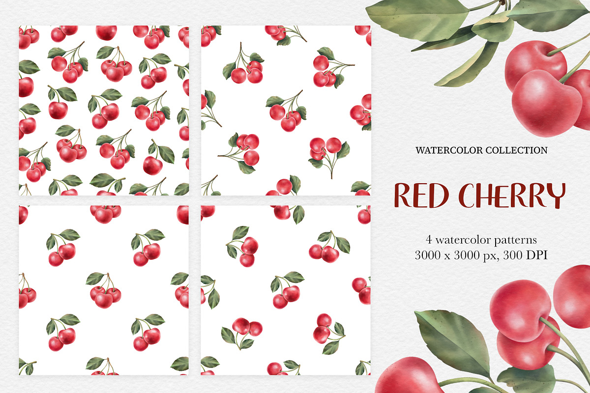 Red Cherry branch. Watercolor, a Decorative Illustration by OlyaGutArt (Photo 3 of 3)