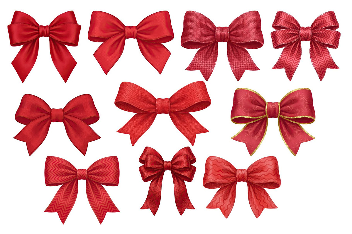Red Textured Bows Mega Bundle, a Decorative Illustration by Stellalunarts (Photo 23 of 23)