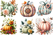 Watercolor Autumn Flower Pumpkin PNG, an Illustration by Designking (Thumbnail 3 of 4)