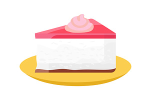 Slice of strawberry cake on a plate