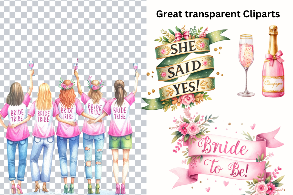Bride To Be Clipart Bachelorette PNG, a Decorative Illustration by Paper Artsthetics (Photo 2 of 5)