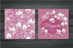 Vector Cards With Magnolia