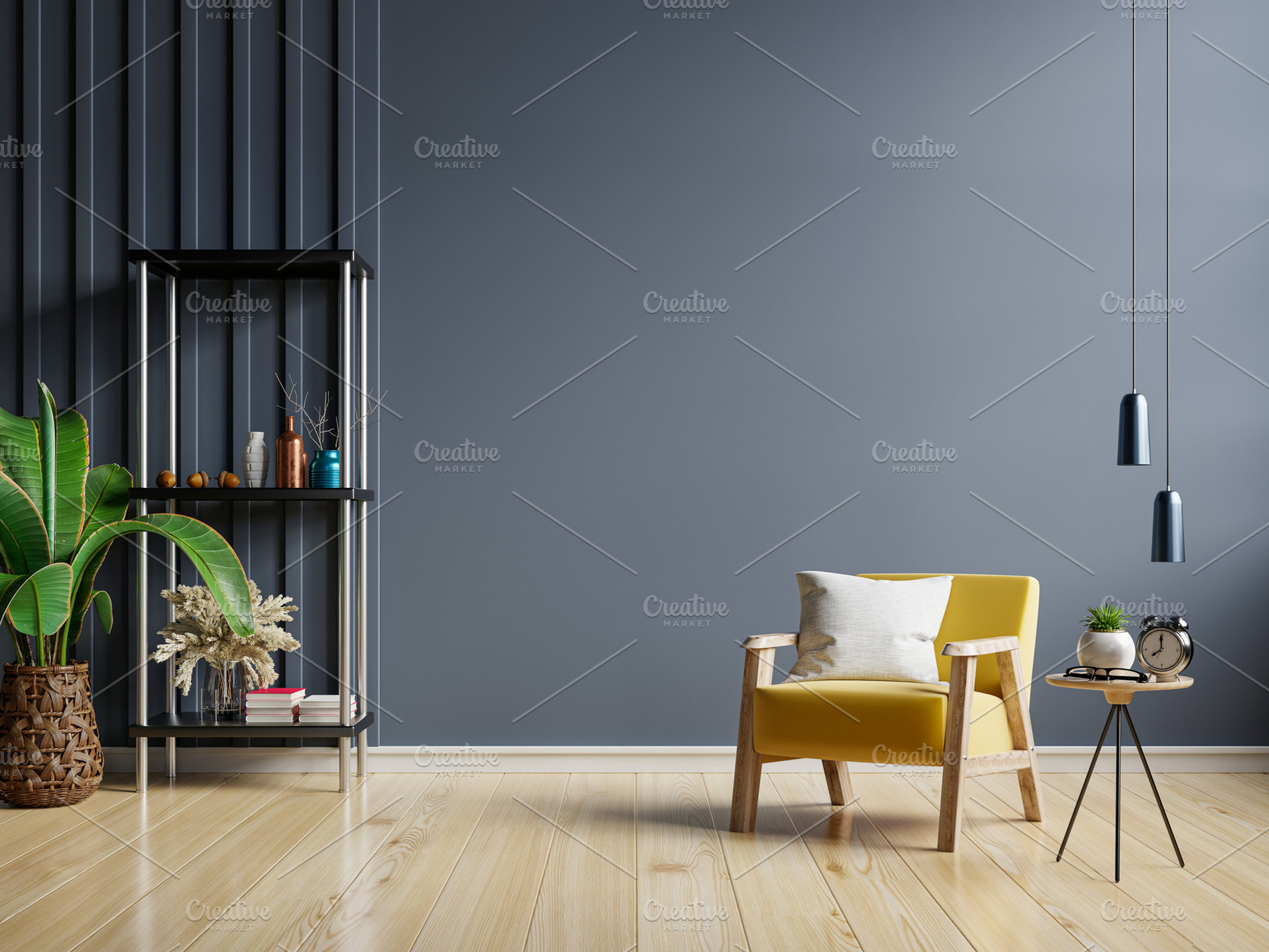 The interior has a yellow armchair., an Architecture Photo by vanitjan