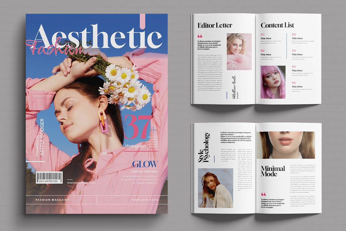 Aesthetic Fashion Magazine Template, a Magazine Template by MightyDesign (Photo 1 of 6)