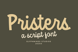 Pristers Font, a Script Font by Glyphminds Studios