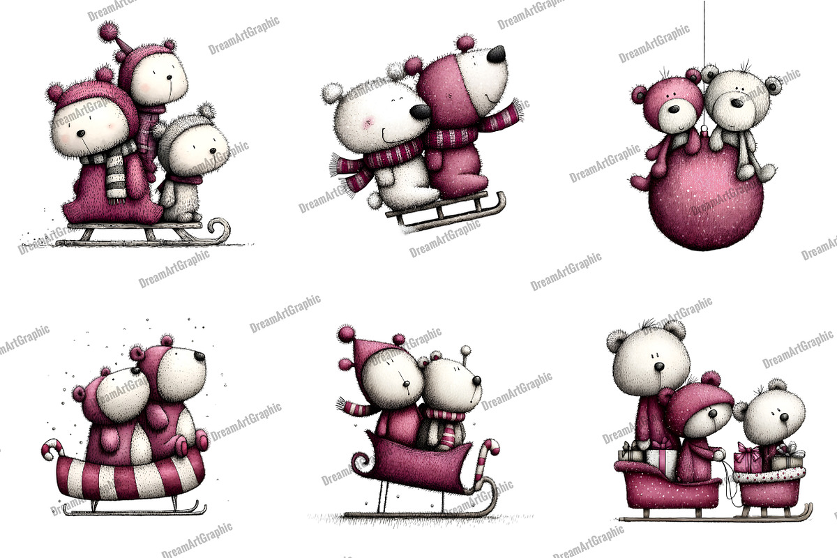 Cute Teddy Bear Couple Clipart, an Illustration by DreamArtGraphic (Photo 3 of 5)
