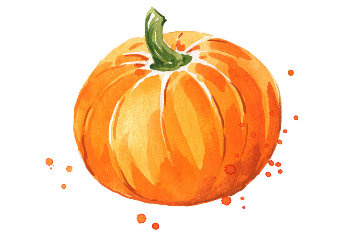 Set of orange foods, watercolor, a Food Illustration by Kamenuka (Photo 4 of 4)