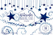 Navy Blue Celestial Star Trails, an Illustration by ClipartBrat Graphics (Thumbnail 1 of 4)
