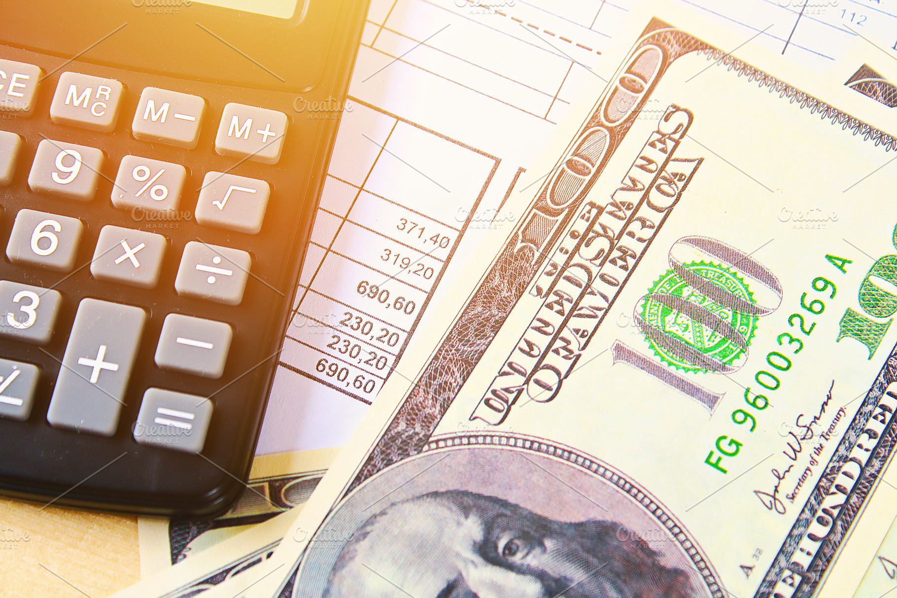 Finance concept united states hundr featuring dollar, money, and business, a Business Photo by Detriana