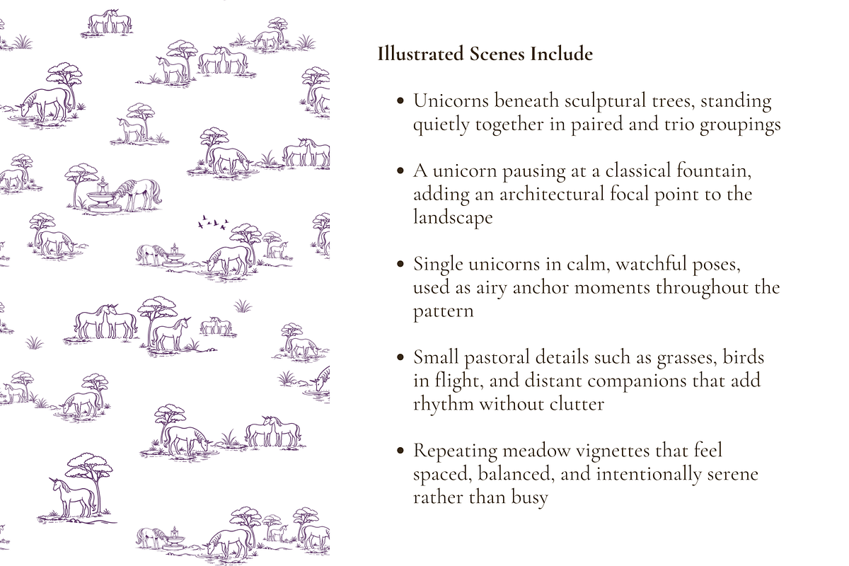 Unicorn Toile de Jouy Pattern, a Background Graphic by Hughes Studio (Photo 4 of 8)