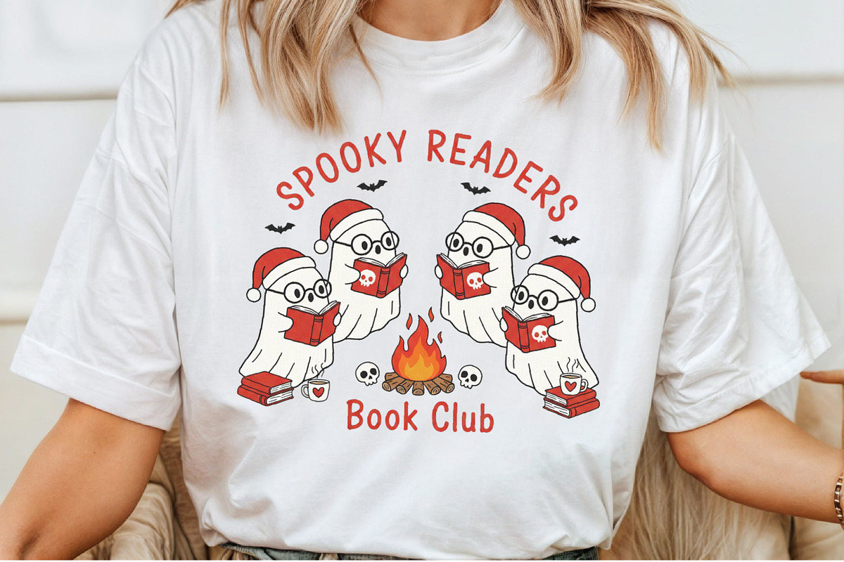 Festive Ghost Reading PNG, an Illustration by Craft Nest (Photo 5 of 6)