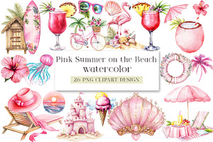 Pink Summer on the Beach Sublimation, an Illustration by DreamArtGraphic