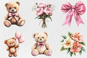 Watercolor Teddy Bear Clipart, a Seasonal Illustration by Rose Art (Thumbnail 2 of 3)