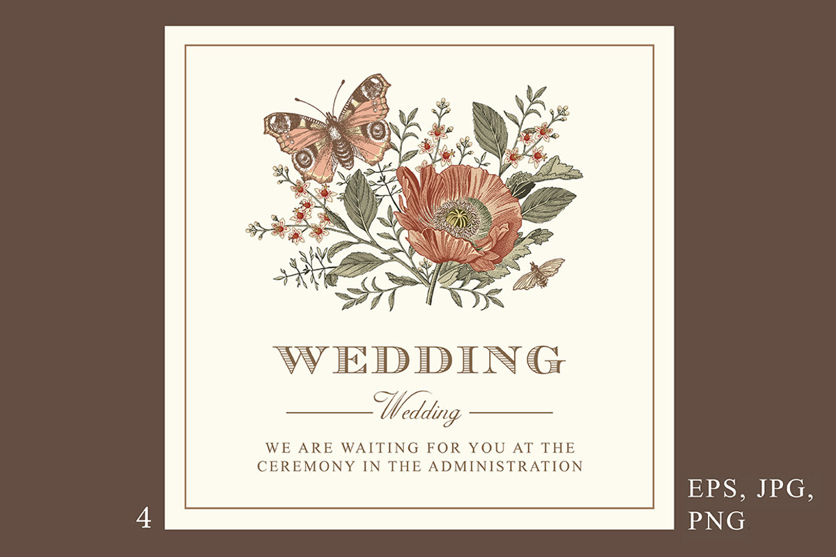 Wedding Butterflies Poppy Poppies, a Pattern Graphic by Vintage (Photo 4 of 13)