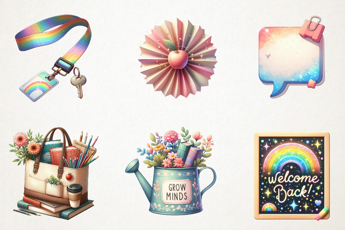 Pastel school clipart Back to school, an Illustration by RobertsArt (Photo 6 of 7)