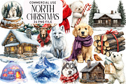 North Christmas Watercolor Clipart, an Illustration by Daily.Designs (Thumbnail 1 of 3)