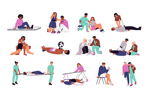 First aid in emergency accidents set, a Healthcare Illustration by PaperTrident