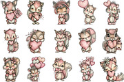 Whimsical Valentine Squirrel Clipart, an Illustration by Designking (Thumbnail 3 of 5)