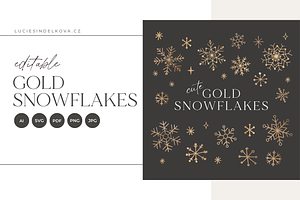 70% SALE - Gold Aesthetic Snowflakes