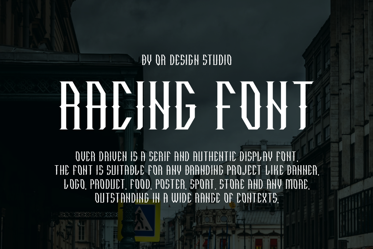 Over Driven - Racing Font, a Serif Font by QR Design Studio (Photo 2 of 6)