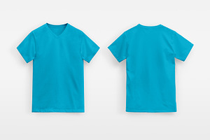 Light Blue Basic V-Neck T-Shirt Man