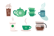 Steamy Hot Beverages / Coffee & Tea, a Food Illustration by @JennyPaintsWithPixels (Thumbnail 1 of 3)