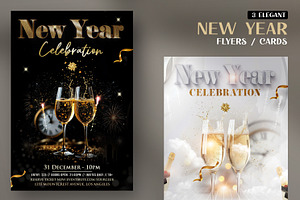 New Year - 3 Flyers Invitation (PSD), a Flyer Template by PixelsDesign