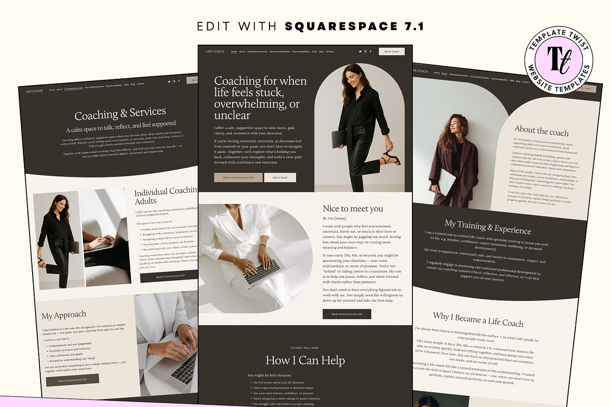 Simple Coaching Website Template, a Squarespace Template by Template Twist Shop (Photo 2 of 9)