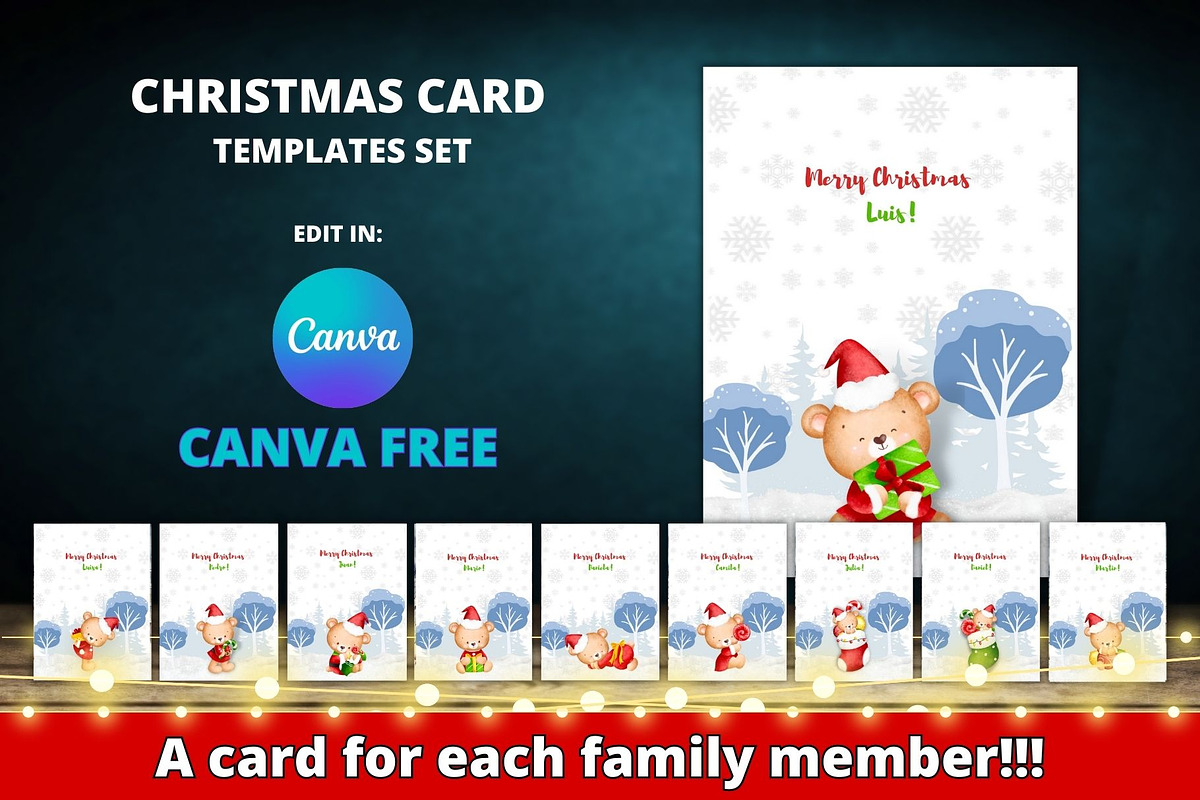 Christmas Card Templates Canva Set, a Card Template by Ellis Art (Photo 1 of 5)