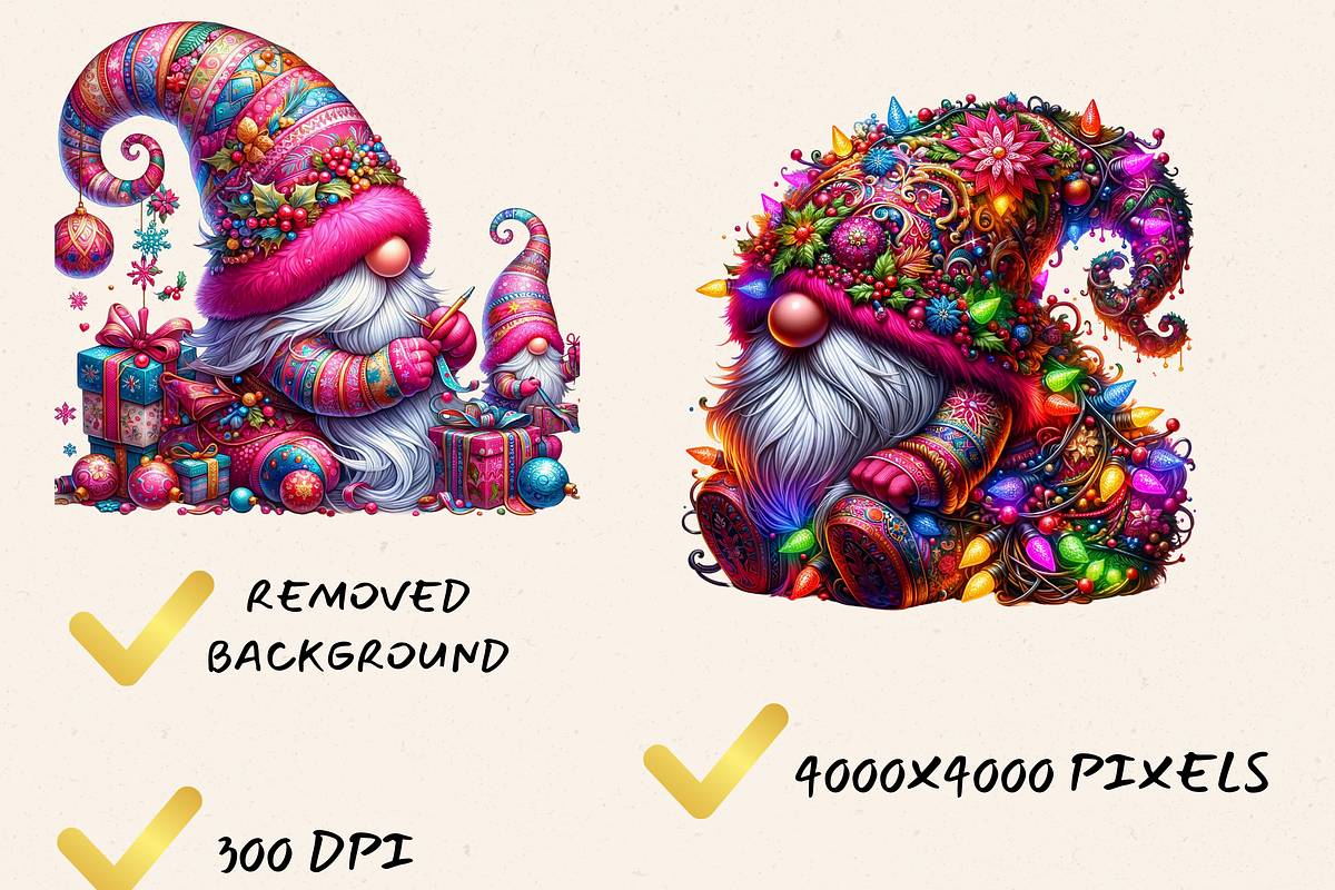 WHIMSICAL PINK YULETIDE GNOMES PNG, a Person Illustration by Daring Digies (Photo 4 of 5)