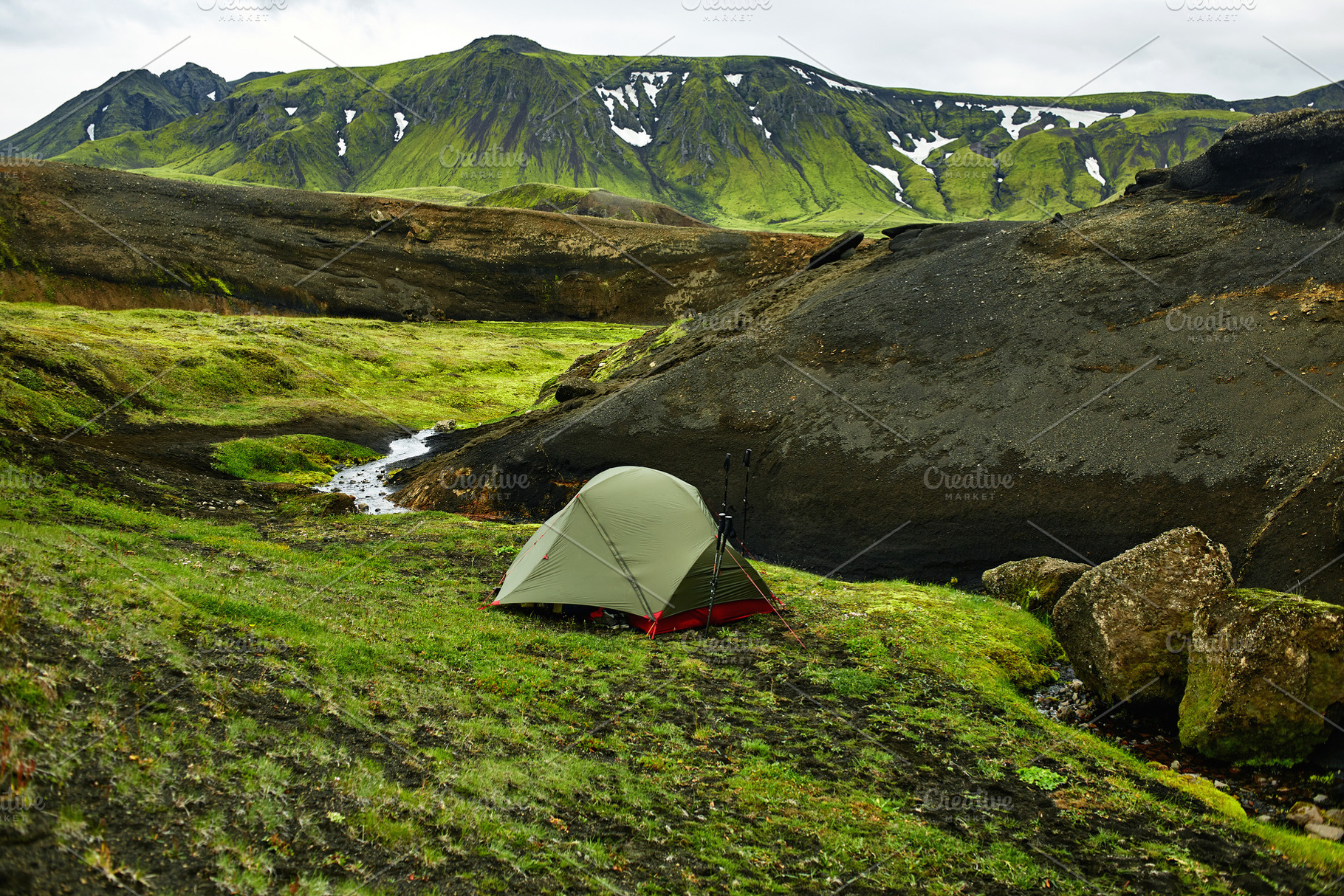 Camping and tents in iceland containing island, icelandic, and hill, a Nature Photo by vitaliymateha photography