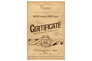 vintage wedding certificate psd