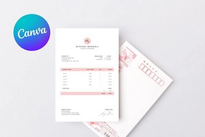 Invoice Template Printable Pink, a Card Template by Climbwithelevator
