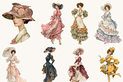 Victorian lady Clipart Bundle, a Person Illustration by BusyDaydesign (Thumbnail 3 of 9)
