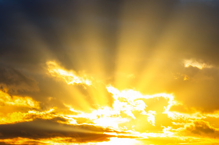 Sunset sky with sunset clouds and sun rays, a Nature Photo by Vapi