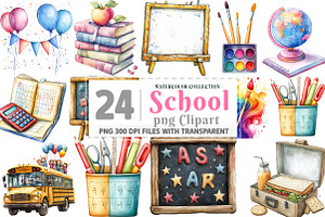 Back to School Clipart, an Illustration by Watercolor design