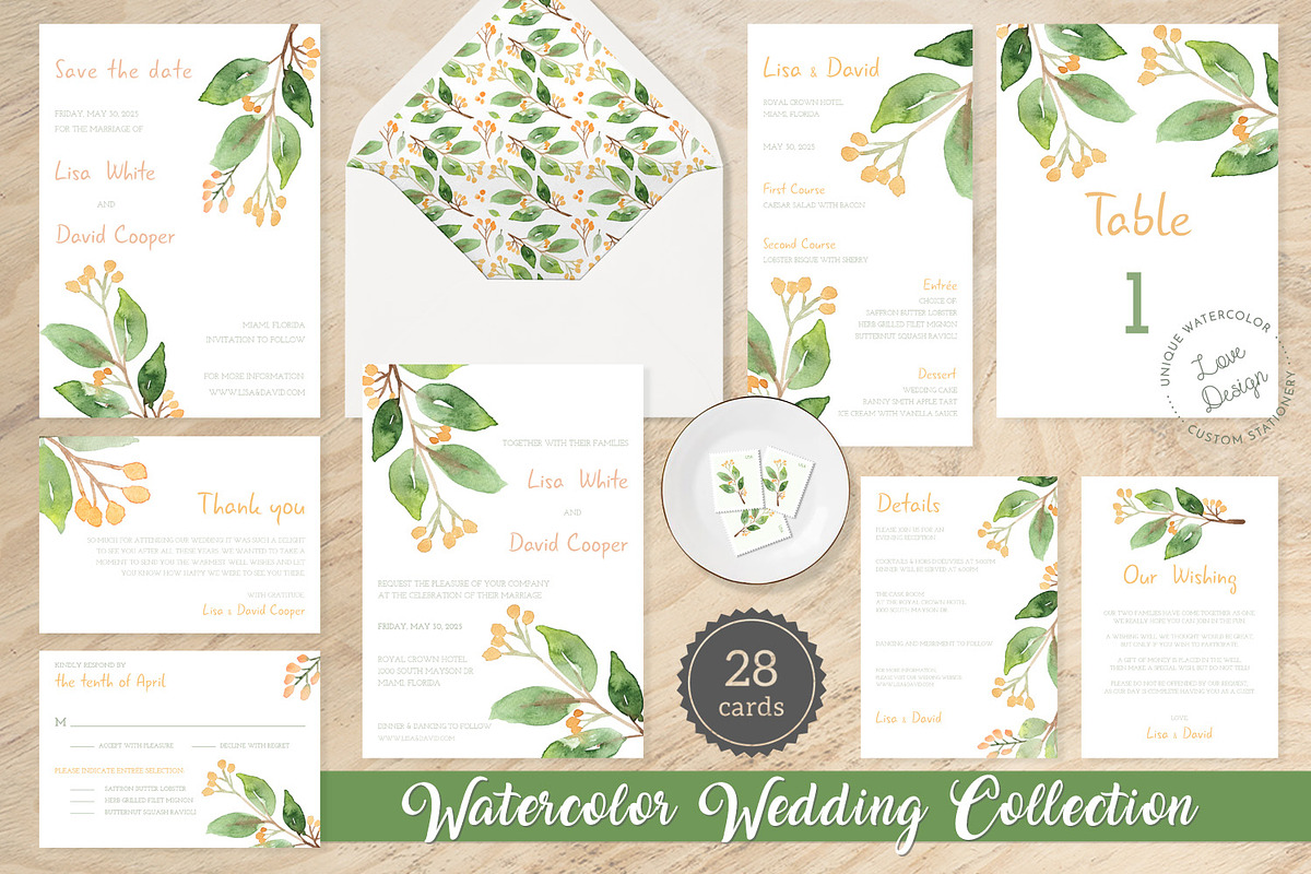Floral Watercolor Wedding Suite, an Invitation Template by Love Design (Photo 1 of 15)