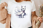 Watercolor Halloween Ghost Cat PNG, a Seasonal Illustration by CreationArt (Thumbnail 6 of 7)