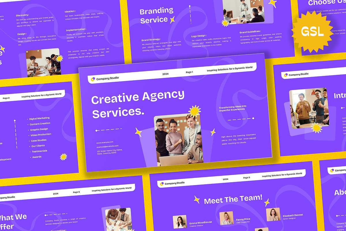 Purple Creative Agency Google Slide, a Presentation Template by Aiyari Graphic (Photo 1 of 5)