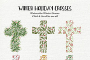 Watercolor Holiday Christmas Crosses, an Illustration by La Bella Rue (Thumbnail 2 of 4)
