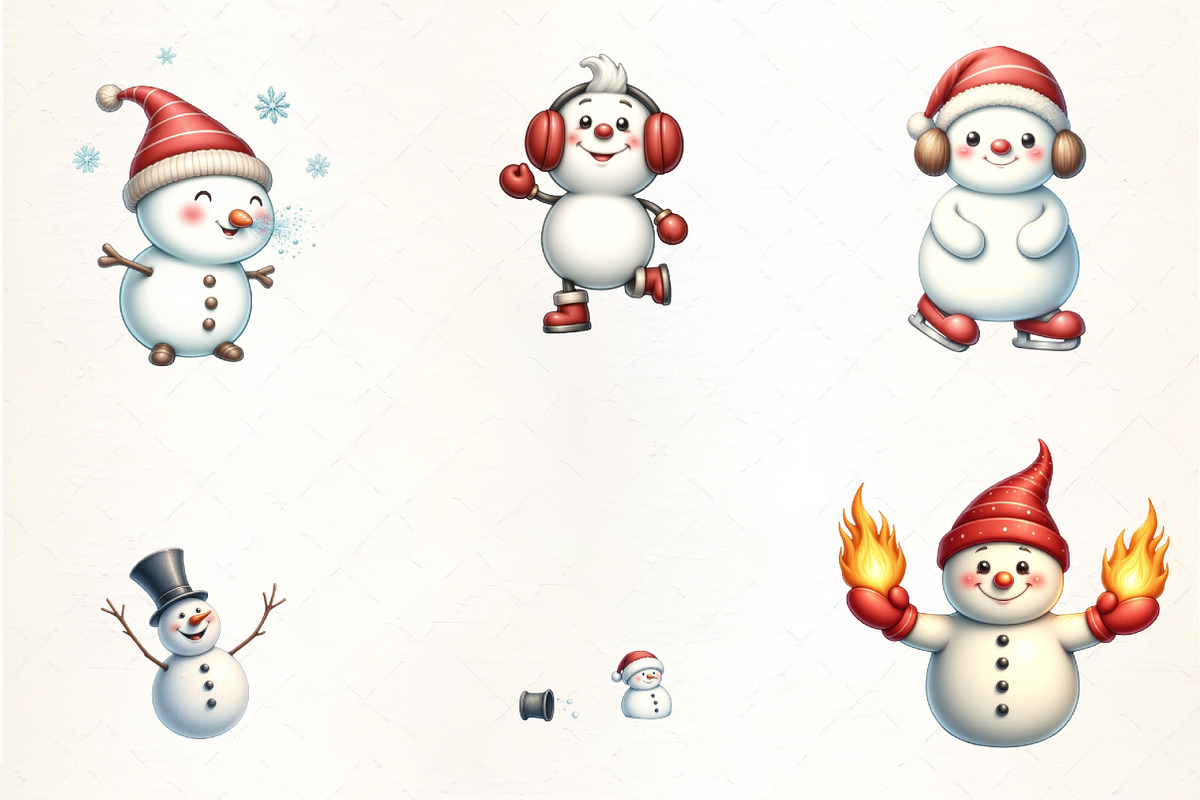 Funny Christmas Snowman Clipart, an Illustration by CrexoraLab (Photo 4 of 5)