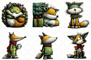 Whimsical Christmas Fox Clipart, an Illustration by Black Bird Studio (Thumbnail 5 of 6)